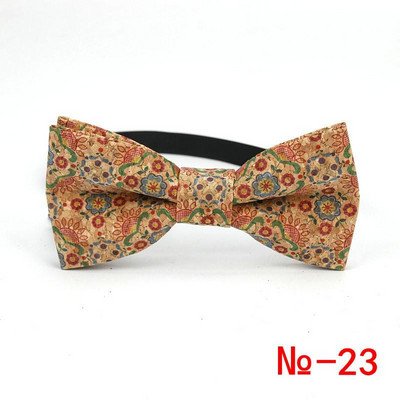 Κορυφαίο ανδρικό vintage ροζ στάμπα από φελλό Ξύλινο παπιγιόν για άντρες Casual Flower καρό ρετρό ξύλινο παπιγιόν αξεσουάρ πεταλούδας