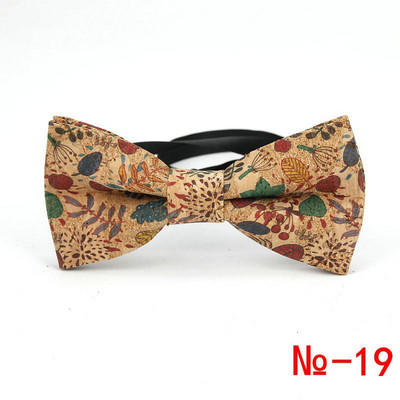 Κορυφαίο ανδρικό vintage ροζ στάμπα από φελλό Ξύλινο παπιγιόν για άντρες Casual Flower καρό ρετρό ξύλινο παπιγιόν αξεσουάρ πεταλούδας