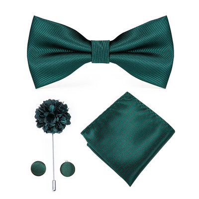 Hi-Te Luxury Mint Πράσινο μεταξωτό ανδρικό παπιγιόν Μαντήλι μανικετόκουμπα Σετ καρφίτσα με κόμπο πεταλούδα Παπιγιόν για άνδρες Δώρο γραφείου γάμου