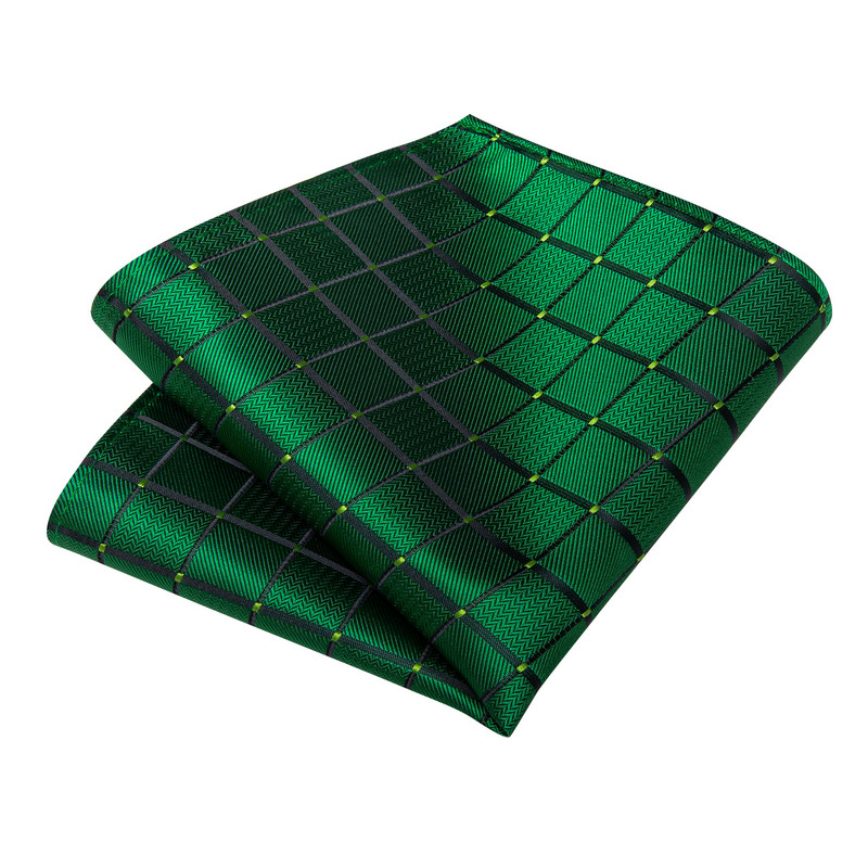 2022. Novi zeleni karirani prugasti paisley svileni set kravata Maramice Dugmad za manžete Pokloni za muškarce Vjenčanje Muški dodaci Kravata