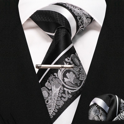 JEMYGINS klasikiniai šilko prabangūs vyriški kaklaraiščiai Gėlėti dryžuoti raudoni žalia kaklaraiščiai Paisley kaklaraištis kišeninis kvadratinis komplektas vyriškas vestuvių vakarėlio kaklaraištis