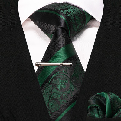 JEMYGINS klasikiniai šilko prabangūs vyriški kaklaraiščiai Gėlėti dryžuoti raudoni žalia kaklaraiščiai Paisley kaklaraištis kišeninis kvadratinis komplektas vyriškas vestuvių vakarėlio kaklaraištis