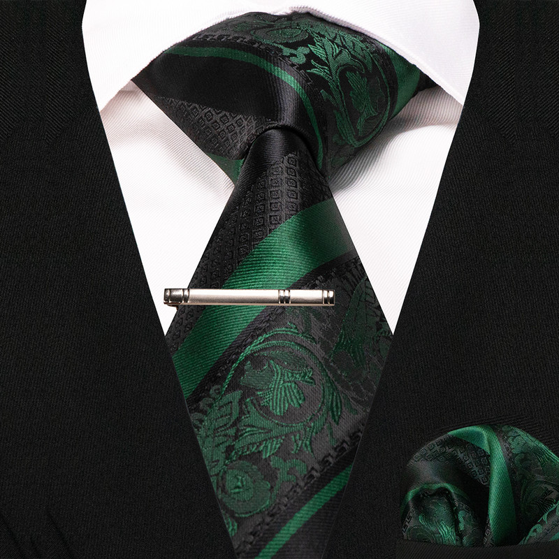 JEMYGINS klasikiniai šilko prabangūs vyriški kaklaraiščiai Gėlėti dryžuoti raudoni žalia kaklaraiščiai Paisley kaklaraištis kišeninis kvadratinis komplektas vyriškas vestuvių vakarėlio kaklaraištis