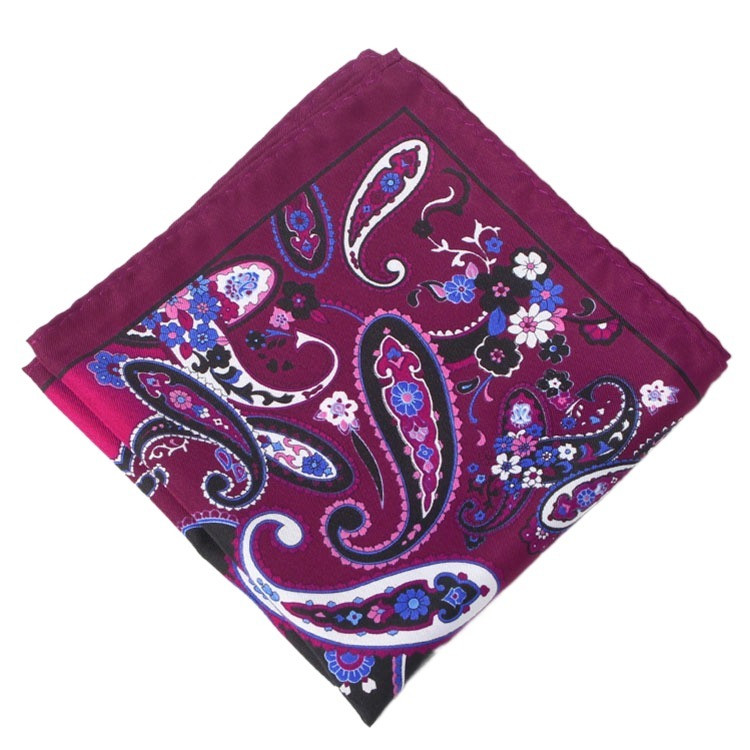 Patrat de buzunar de 32 cm, cu imprimeu de mătase, din raion