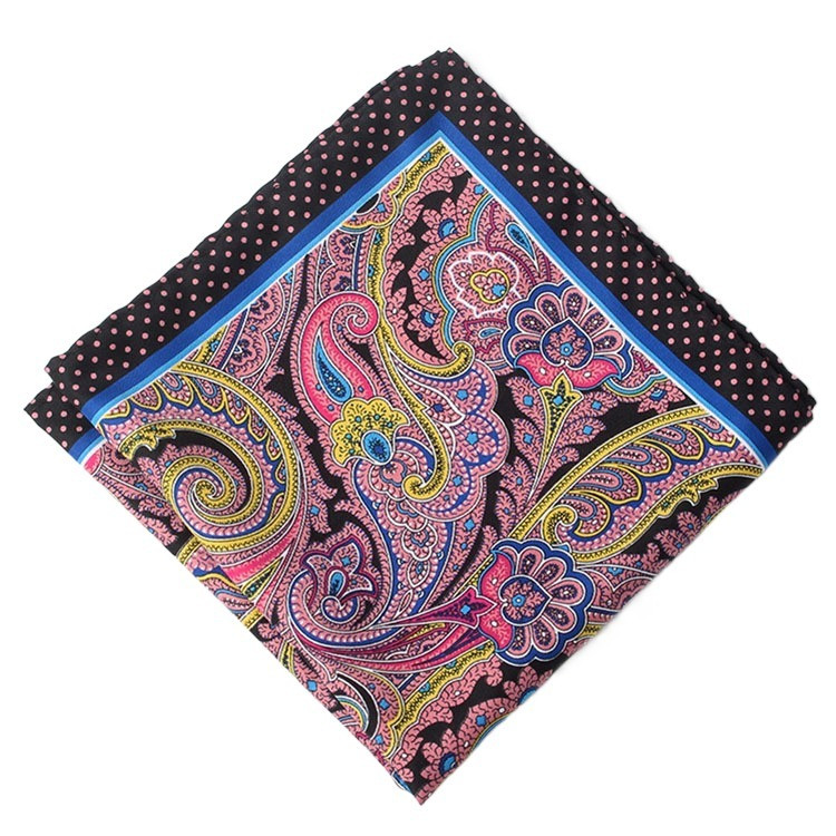 Patrat de buzunar de 32 cm, cu imprimeu de mătase, din raion