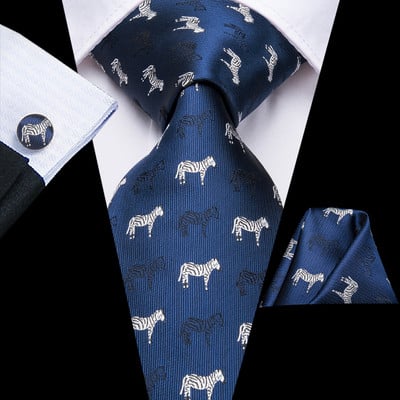 Hi-Te Flamingo Print Μεταξωτές γραβάτες για άντρες Μαντήλια Μανικετόκουμπα Σετ καρτούν Floral μεγάλη ανδρική γραβάτα Δώρο για άνδρες Jacquard Gravata