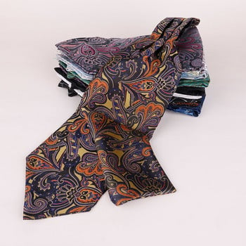 Linbaiway Luxury ανδρική γραβάτα Ascot Paisley Floral Jacquard Πλεκτή μεταξωτή γραβάτα Self Cravat Γραβάτα λαιμό πουκάμισο Cravat Custom logo