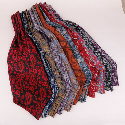 Linbaiway luxus férfi Ascot nyakkendő Paisley virágos jacquard szőtt selyem nyakkendő saját nyakkendő nyakkendő nyakkendő Cravat egyedi logó