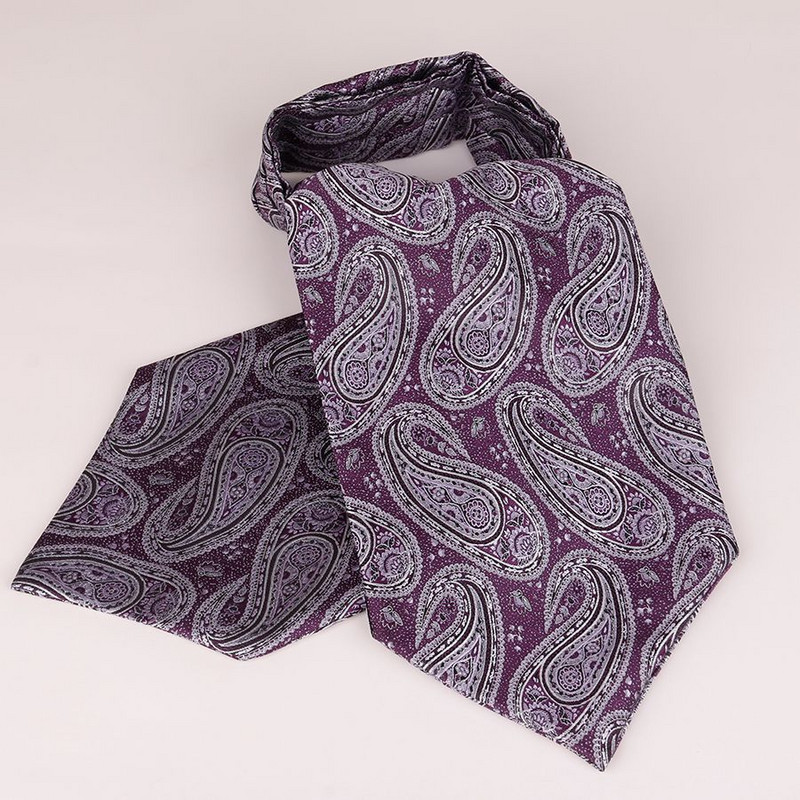 Linbaiway Cravată de lux pentru bărbați Ascot Cravată Floral Jacquard țesut din mătase Cravată Cravată Batic Cămașă Cravată Logo personalizat