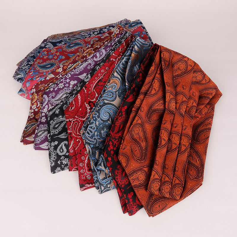 Linbaiway Cravată de lux pentru bărbați Ascot Cravată Floral Jacquard țesut din mătase Cravată Cravată Batic Cămașă Cravată Logo personalizat