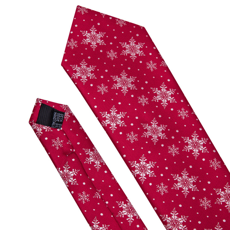 Božićna svilena muška kravata Rupčić Dugmad za manžete Set rupčića Crveno Plavo Zeleno Zlatno Kravata s pahuljicom Džepni kvadratić Barry. Wang