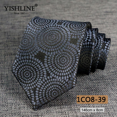 YISHLINE 8cm férfi nyakkendő Jacquard Arrow Klasszikus nyakkendő Ascot W Férfi Csíkos Virágos Üzleti Vőlegény nyakkendő Esküvői Kiegészítők