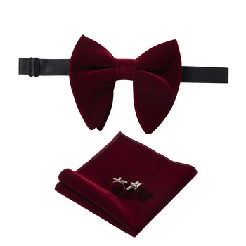 Ricnais New Arrival Velvet Big Bowties For Man Μασίφ Μαντήλι Μανικετόκουμπα Σετ παπιγιόν Κόκκινο κίτρινο ανδρικό λαιμόκοψη για γάμο