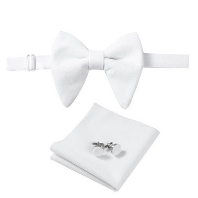 Ricnais, nou sosire, catifea, papion mari pentru bărbați, batiste solide, butoni, set papion, roșu, galben, pentru nuntă