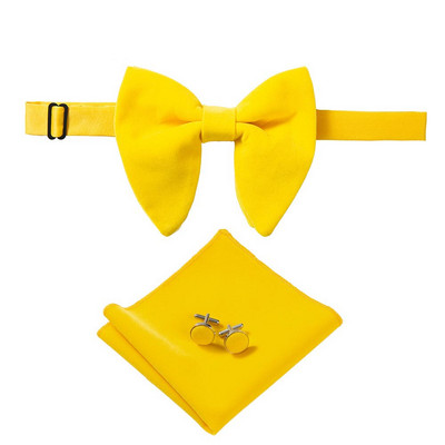 Ricnais, nou sosire, catifea, papion mari pentru bărbați, batiste solide, butoni, set papion, roșu, galben, pentru nuntă