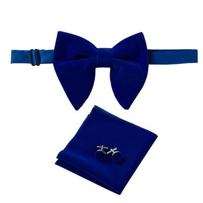 Ricnais, nou sosire, catifea, papion mari pentru bărbați, batiste solide, butoni, set papion, roșu, galben, pentru nuntă