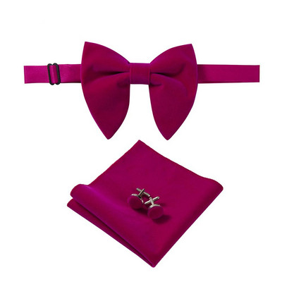 Ricnais, nou sosire, catifea, papion mari pentru bărbați, batiste solide, butoni, set papion, roșu, galben, pentru nuntă