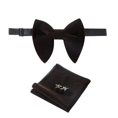 Ricnais, nou sosire, catifea, papion mari pentru bărbați, batiste solide, butoni, set papion, roșu, galben, pentru nuntă