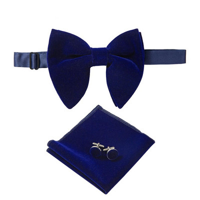 Ricnais, nou sosire, catifea, papion mari pentru bărbați, batiste solide, butoni, set papion, roșu, galben, pentru nuntă