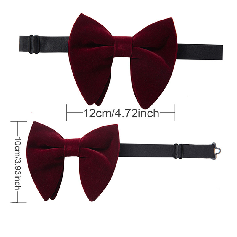 Ricnais, nou sosire, catifea, papion mari pentru bărbați, batiste solide, butoni, set papion, roșu, galben, pentru nuntă