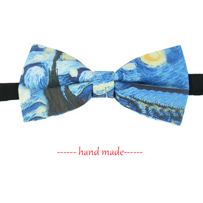 Papion cu imprimare Van Gogh Papion Moda Bărbați Femei Nuntă Afaceri Noaptea înstelată Papion cu imprimeu la modă Van Gogh