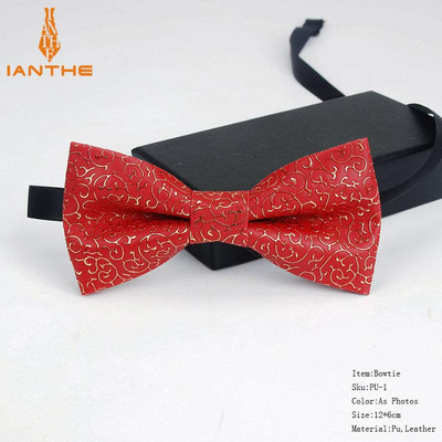 2020 vadonatúj divatos pu bőr geometriai piros arany csokornyakkendő női nyakkendő felnőtteknek luxus Cravate Homme esküvői parti nyakkendő férfiaknak