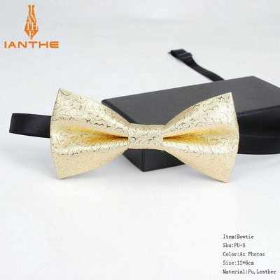 2020 vadonatúj divatos pu bőr geometriai piros arany csokornyakkendő női nyakkendő felnőtteknek luxus Cravate Homme esküvői parti nyakkendő férfiaknak