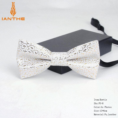 2020 vadonatúj divatos pu bőr geometriai piros arany csokornyakkendő női nyakkendő felnőtteknek luxus Cravate Homme esküvői parti nyakkendő férfiaknak