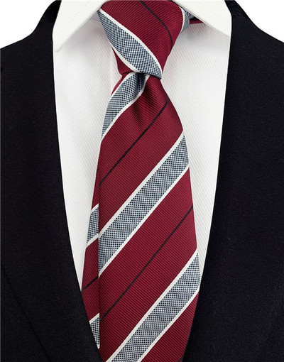 Cravate cu dungi gri pentru bărbați Cravată de mătase Verde 8 cm lățime Cravate de nuntă pentru bărbați Albastru Cravată de afaceri Cravată roșie A145