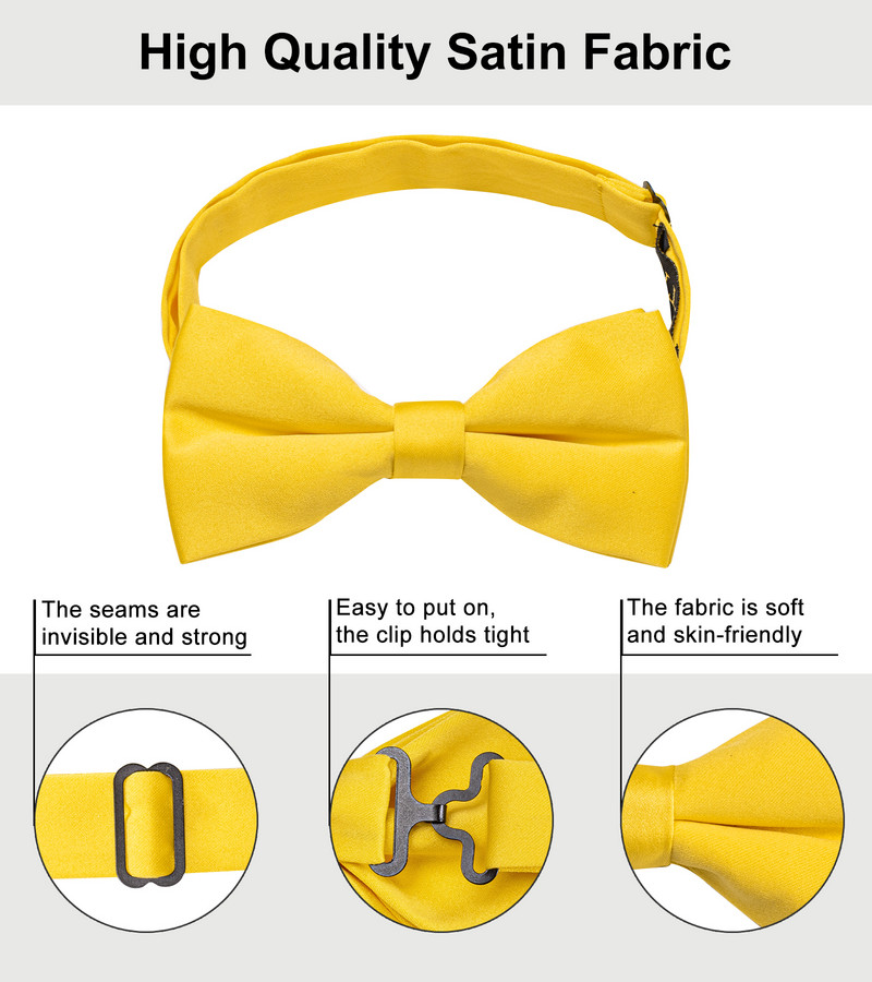 Prilagodljive jarkožute leptir-mašne za muškarce i dječake za svatove Luksuzni jednobojni dodaci za muškarce s leptir-mašnom za oca i sina