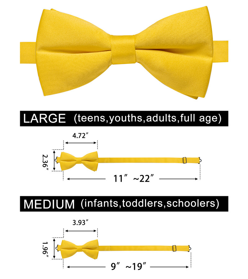Prilagodljive jarkožute leptir-mašne za muškarce i dječake za svatove Luksuzni jednobojni dodaci za muškarce s leptir-mašnom za oca i sina