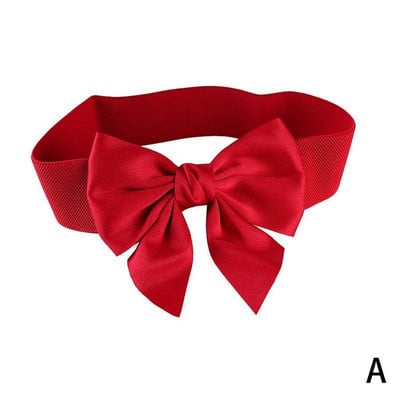 Κορεάτικη ζώνη με μεγάλο φιόγκο Αξεσουάρ κορσέ ζώνη ελαστική μέση για γυναικείο φόρεμα Μπλε ναυτικό κόκκινο Μαύρη φαρδιά ζώνη κορσέ