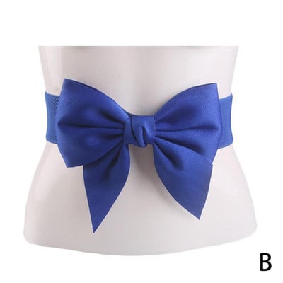 Κορεάτικη ζώνη με μεγάλο φιόγκο Αξεσουάρ κορσέ ζώνη ελαστική μέση για γυναικείο φόρεμα Μπλε ναυτικό κόκκινο Μαύρη φαρδιά ζώνη κορσέ