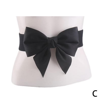 Κορεάτικη ζώνη με μεγάλο φιόγκο Αξεσουάρ κορσέ ζώνη ελαστική μέση για γυναικείο φόρεμα Μπλε ναυτικό κόκκινο Μαύρη φαρδιά ζώνη κορσέ