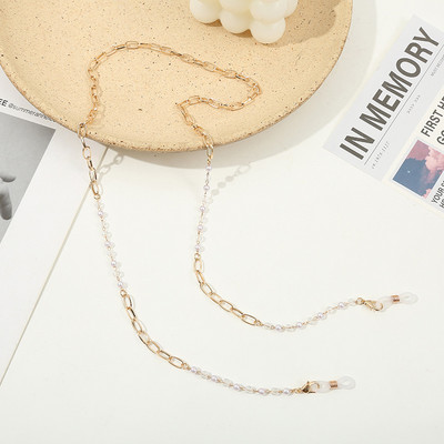 Új divat Evil Eyes Fém Szemüvegek Láncmaszkok Akasztókötél Női Retro Pearl Napszemüvegek Fenntartó maszk láncok Kiegészítők