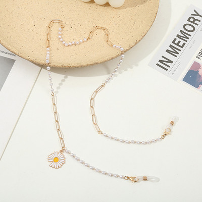 Új divat Evil Eyes Fém Szemüvegek Láncmaszkok Akasztókötél Női Retro Pearl Napszemüvegek Fenntartó maszk láncok Kiegészítők