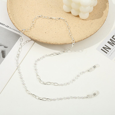 Új divat Evil Eyes Fém Szemüvegek Láncmaszkok Akasztókötél Női Retro Pearl Napszemüvegek Fenntartó maszk láncok Kiegészítők