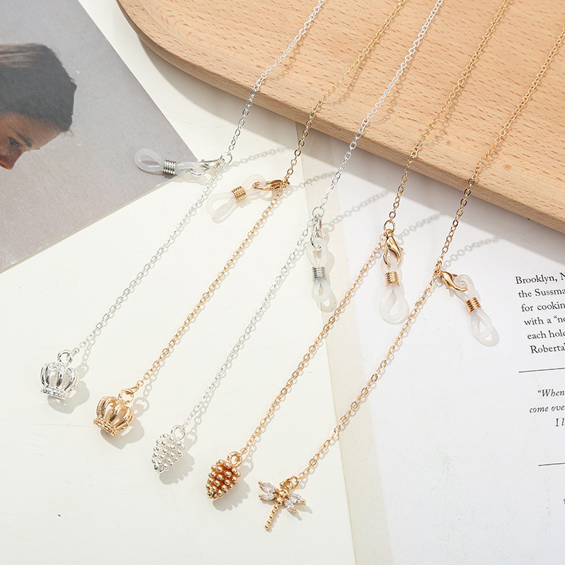 Új divat Evil Eyes Fém Szemüvegek Láncmaszkok Akasztókötél Női Retro Pearl Napszemüvegek Fenntartó maszk láncok Kiegészítők