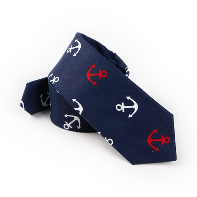 Fashion Anchor Tie Férfi pamut vékony nyakkendő öltönyökhöz Esküvői Vőlegények Nyakkendők Férfi Navy Blue Férfi keskeny márkájú Gravatas