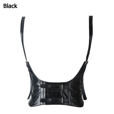 Femei Vintage cu cataramă dublă gotic din imitație din piele sub bust Corset exterior haine Decorare Cincher Crop Top Vesta centura din talie