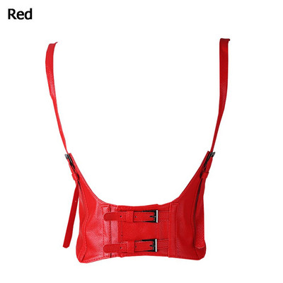 Femei Vintage cu cataramă dublă gotic din imitație din piele sub bust Corset exterior haine Decorare Cincher Crop Top Vesta centura din talie