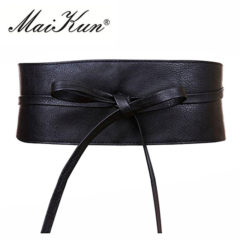 „Boho“ diržas moterims „Bowknot“ dirbtinės odos apvyniojimas aplink „Obi“ stiliaus juosmenį, juodas „Cummerbund“ rudas moteriškas diržas