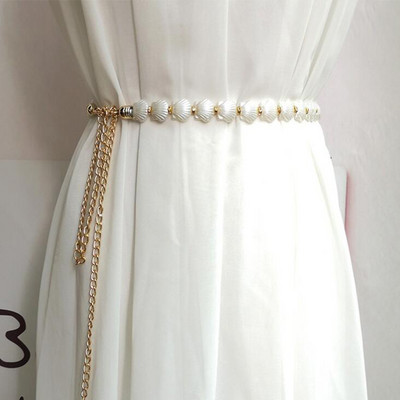 Cureaua cu lanț pentru femei, cu perle și elegantă, curele de talie pentru doamnă, din metal, rochie subțire, curele lungi, curele pentru banchet de nuntă