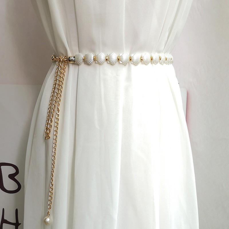 Cureaua cu lanț pentru femei, cu perle și elegantă, curele de talie pentru doamnă, din metal, rochie subțire, curele lungi, curele pentru banchet de nuntă