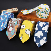 Lanena pamučna crtana kravata za muškarce Žene Uska kravata za vjenčanje Ležerne životinjske kravate Klasična odijela Smiješne tanke kravate