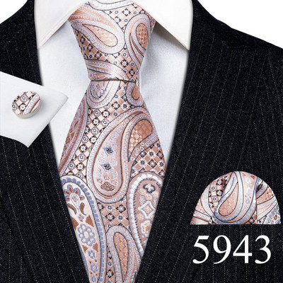 Tasuta kohaletoimetamine Meeste lipsud valge hõbehall lilleline Geen kaelalips taskurätik Mansetinööpide komplekt pulmadeks Barry·Wang klambriga prossid 5974