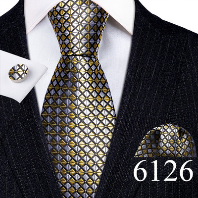 Tasuta kohaletoimetamine Meeste lipsud valge hõbehall lilleline Geen kaelalips taskurätik Mansetinööpide komplekt pulmadeks Barry·Wang klambriga prossid 5974