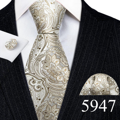 Tasuta kohaletoimetamine Meeste lipsud valge hõbehall lilleline Geen kaelalips taskurätik Mansetinööpide komplekt pulmadeks Barry·Wang klambriga prossid 5974