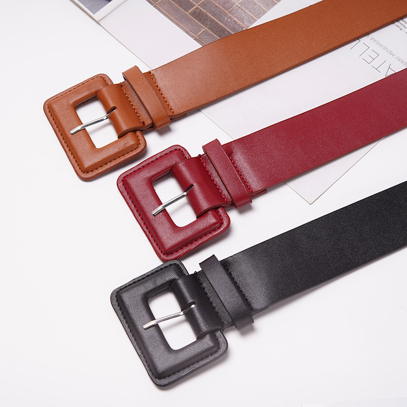 Novi dizajn Ženski pu kožni široki remeni Djevojački Remeni bez igle s glatkim kopčama za haljinu Ukrasni pojas Remeni s punim remenom