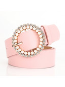 Nyári farmer ruha kerek tűs csat női öv alkalmi női bőr PU gyöngy gyémánt dekoratív derékpánt divat széles övek